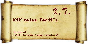 Köteles Teréz névjegykártya